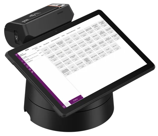 Tablet POS Sunmi z serii mix na stacji dokującej