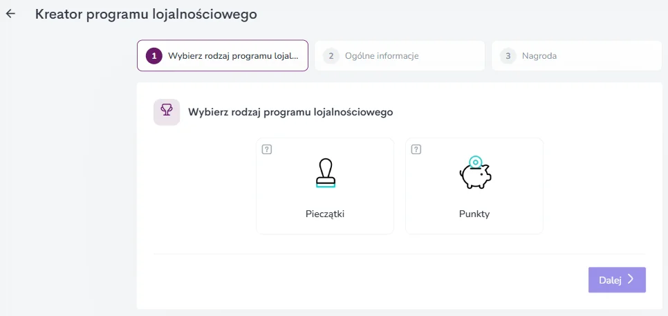 Kreator programu lojalnościowego w panelu Fodimi